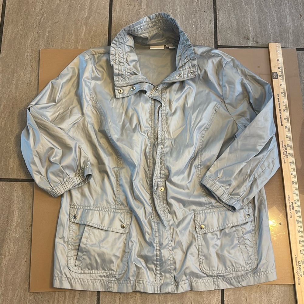 Chico’s Zenergy Silver Rain jacket Chico's size 3